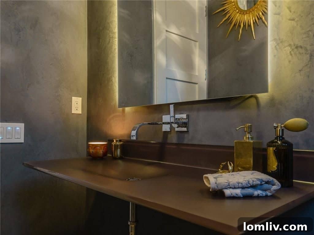 Powder Bath with American Clay Plaster and Glass Sink