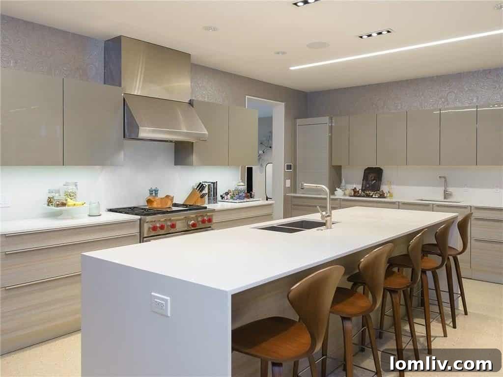 Close-up of Custom Poggenpohl Kitchen Cabinetry and Quartz Countertops