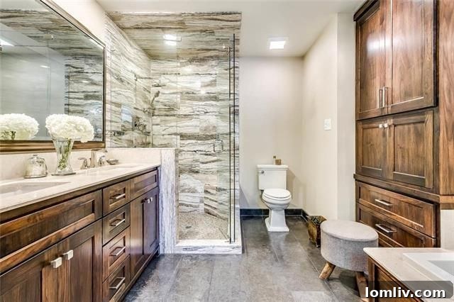 Elegant Master Bath with Soaking Tub and Frameless Shower