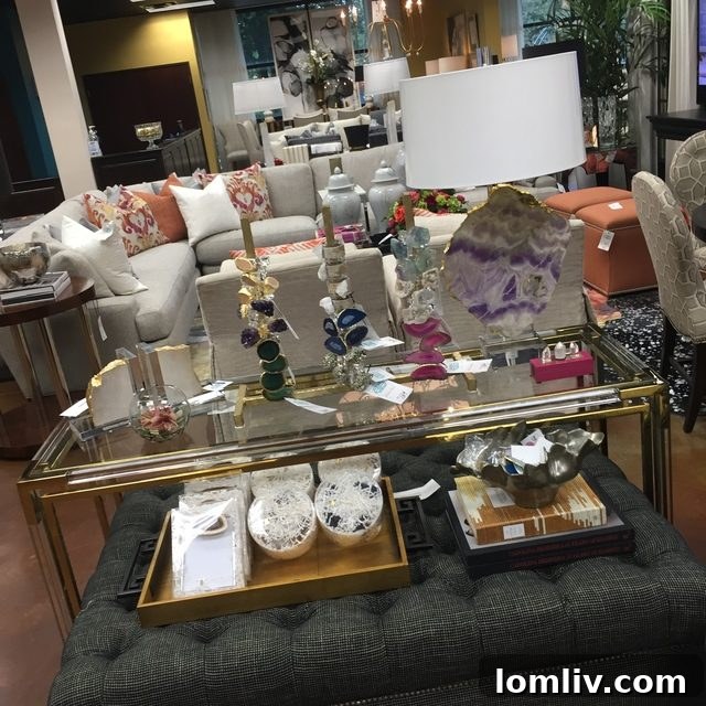 Elegant sliced agate accessories and other decorative items at IBB Design Fine Furnishings.