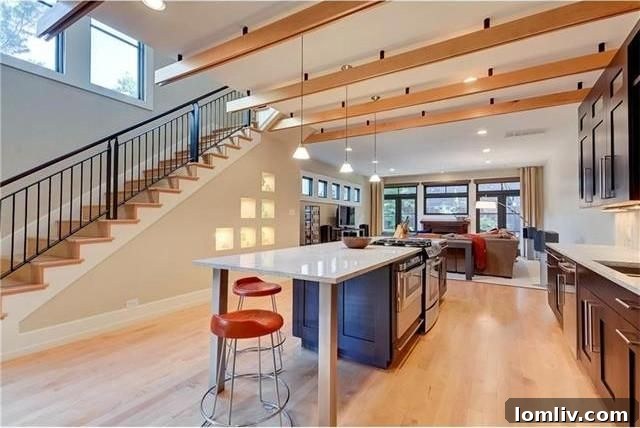 Contemporary kitchen with large island and modern appliances at 3618 N Fitzhugh Ave.