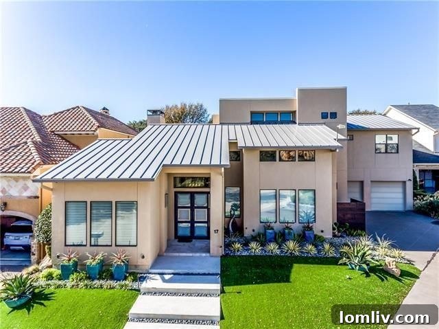 Exterior view of 17 Winding Lake Dr., a modern Far North Dallas home.