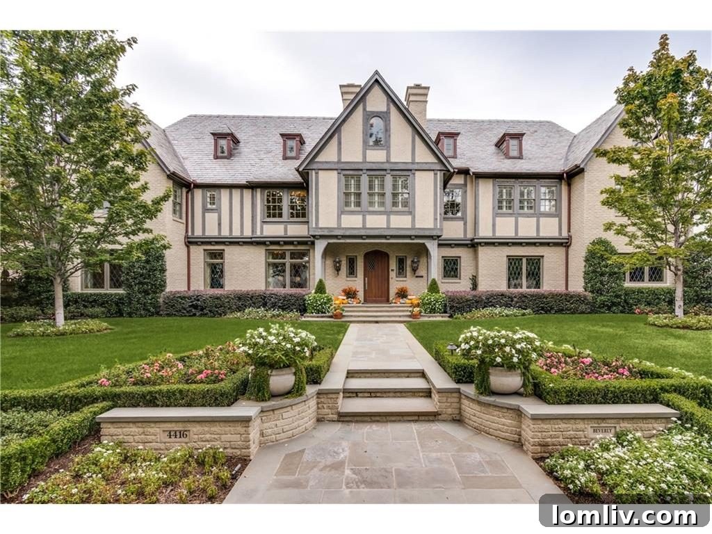 Stunning Tudor residence facade on Beverly Drive, Highland Park