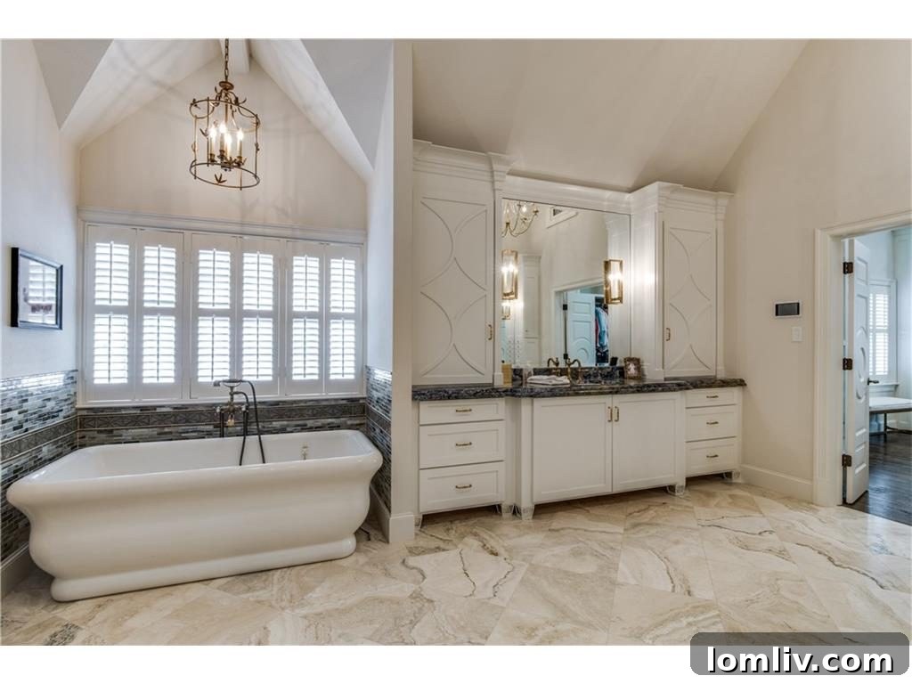 Elegant freestanding bathtub in a master bath, perfect for relaxation