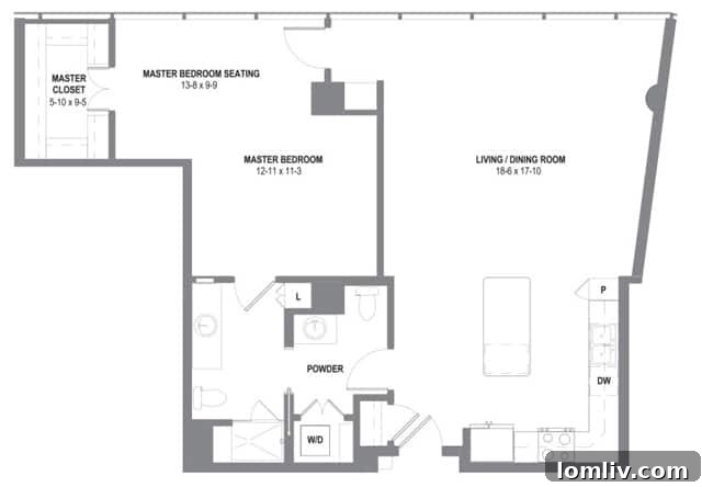Ventana Floor Plan - One Bedroom Senior Apartment