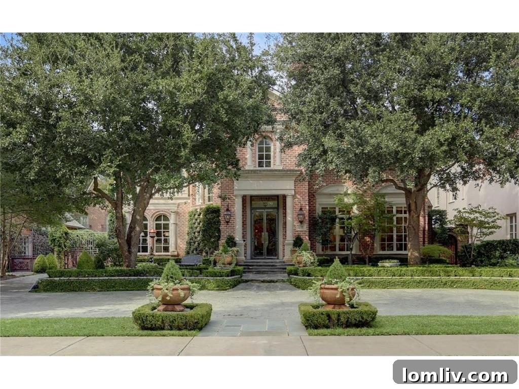 Stunning exterior facade of the timeless Highland Park custom home at 4308 Arcady Avenue