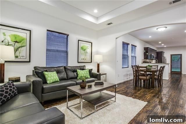 5218 Denton Drive: Open concept living, dining, and kitchen areas
