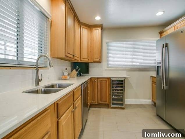 907 Tipperary Kitchen View 3 - Built-in Wine Refrigerator and Tile Floors
