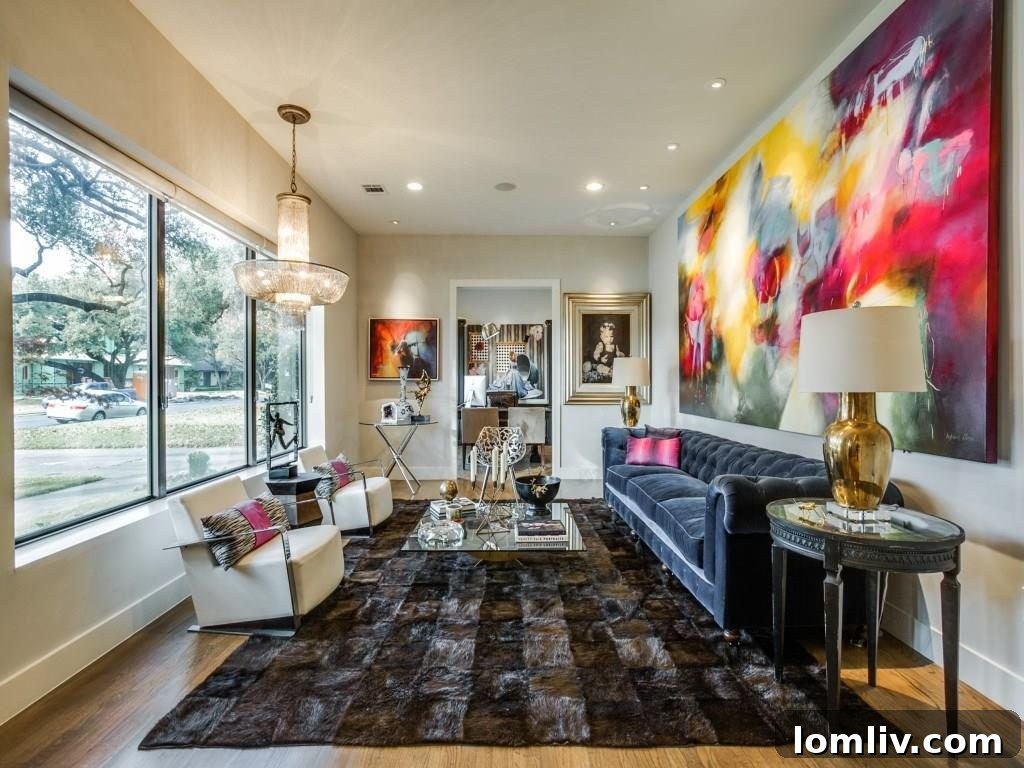 The versatile home office, converted from a formal dining room, offering a quiet yet connected workspace that opens into the main living areas.