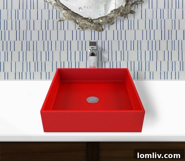 Whyte and Company Noah sink in Little Red Corvette, a vibrant red bathroom sink
