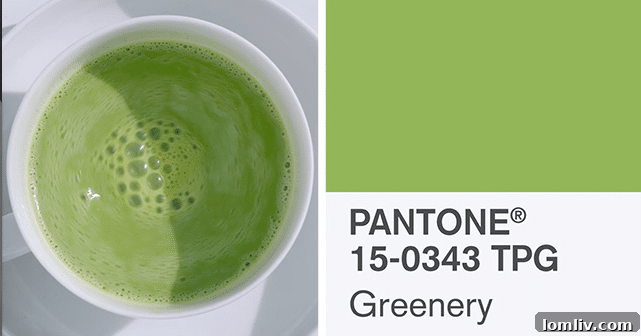 Pantone Greenery - Parlak sarı-yeşil bir renk örneği