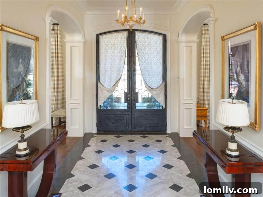 Luxurious Interior Hallway with High Ceilings and Arches