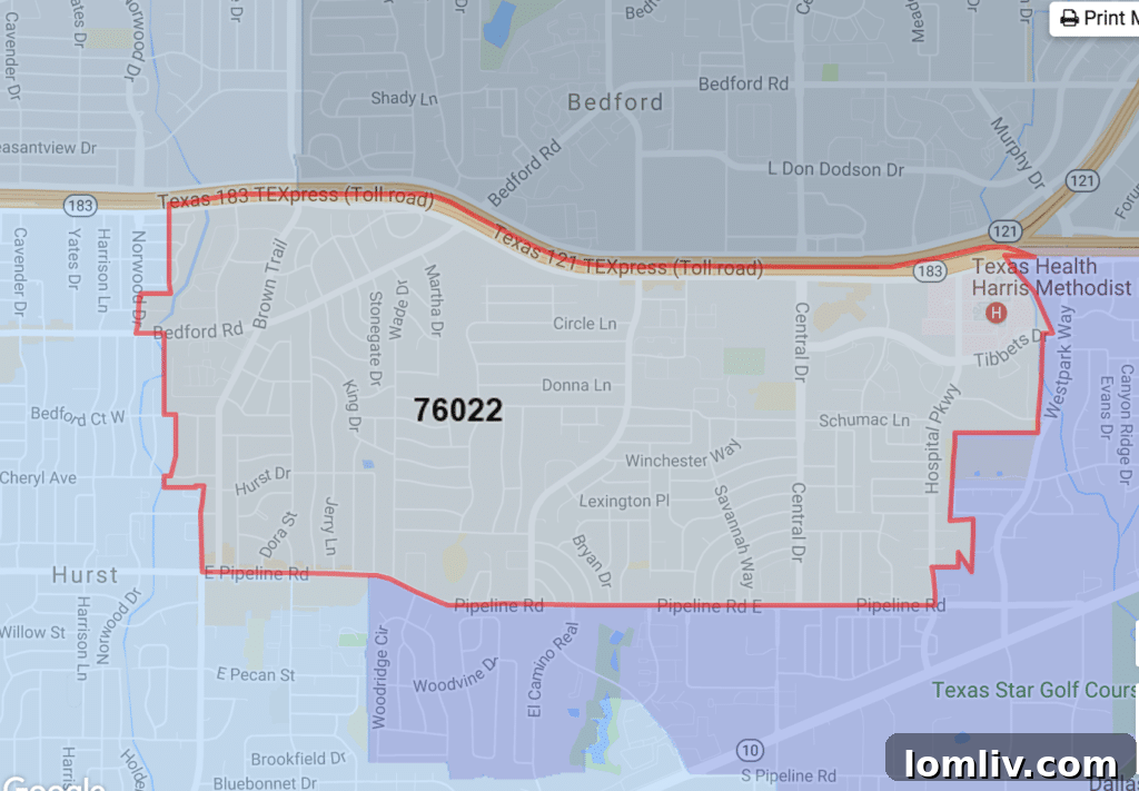 Bedford: access to 121, DFW