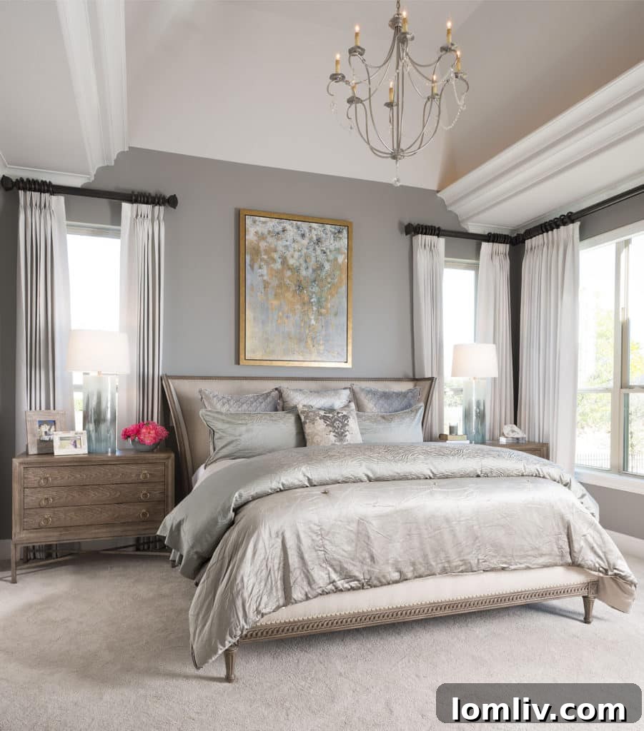Luxurious master bedroom with elegant furnishings and a serene atmosphere