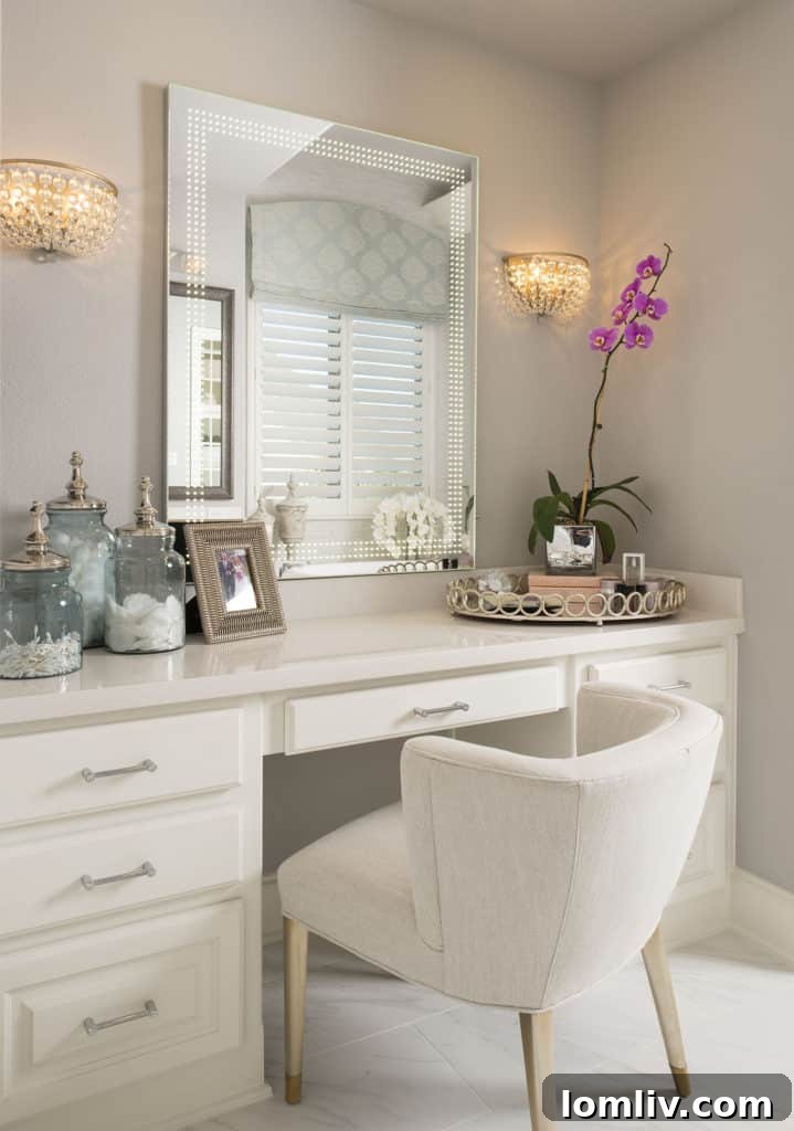 Elegant master bathroom with a Glamcor Mirror for perfect lighting