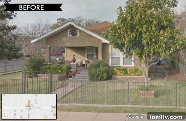 Updated front exterior with new landscaping and blue paint at 423 S. Waverly Drive