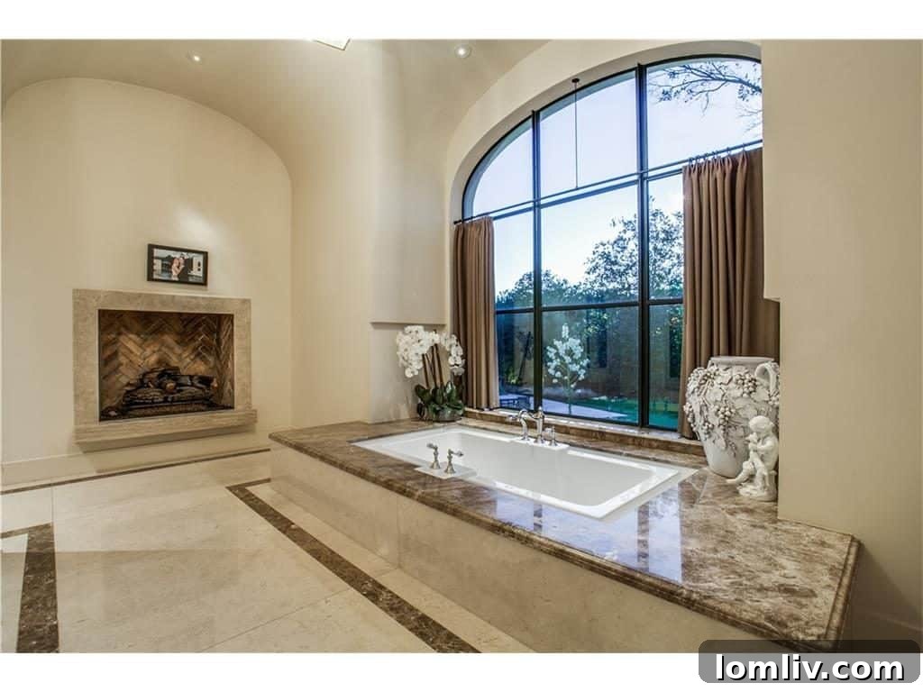 Freestanding soaking tub in the master bathroom, offering a serene escape
