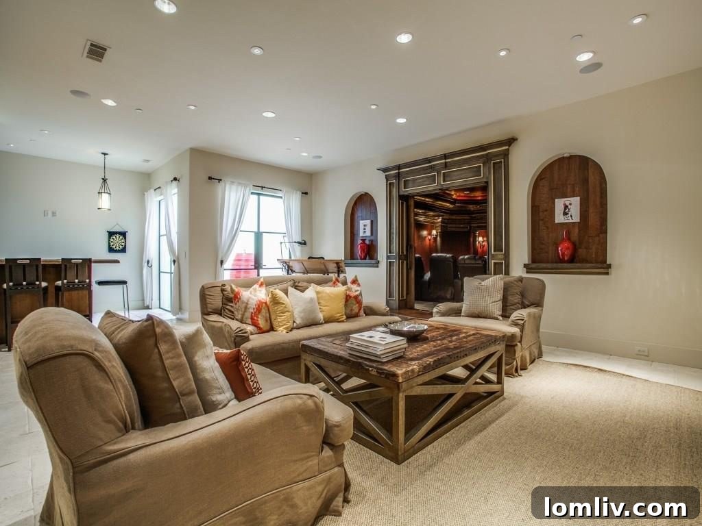 Stylish lower level living area, perfect for entertaining guests with a built-in bar
