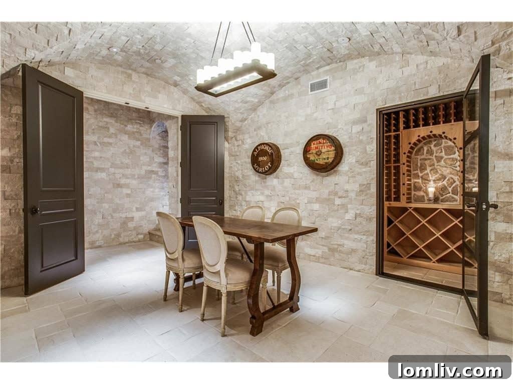 Luxurious subterranean wine vault and tasting room, ideal for collectors and entertaining