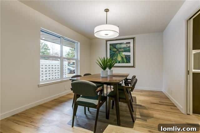 Contemporary Dining Area Leading to Kitchen