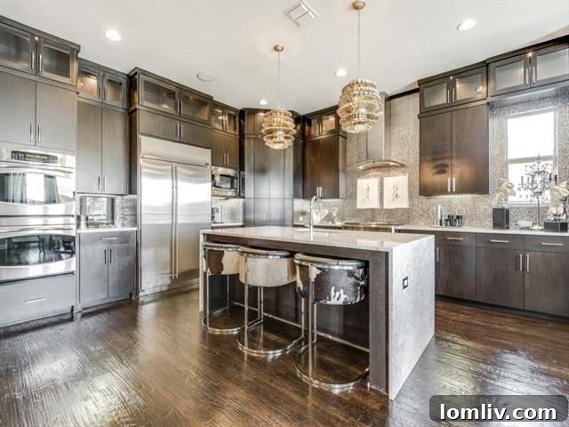 Kitchen Island with Seating and Modern Fixtures