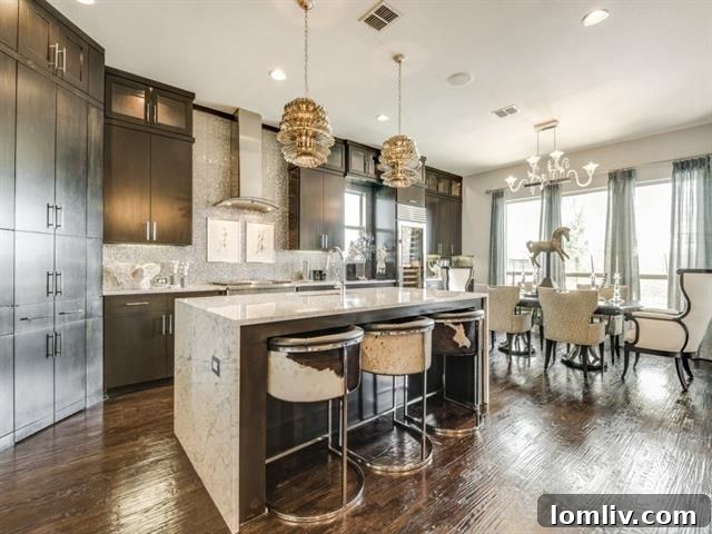 Gourmet Kitchen with Dark Wood Cabinets and Stainless Steel Appliances