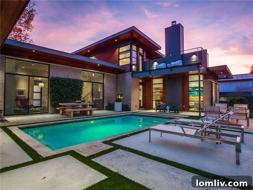 Poolside View of the Contemporary Dallas Home