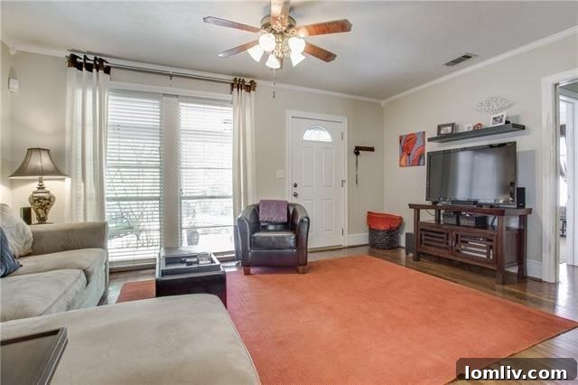 Elmwood Cottage Living Room with Hardwood Floors