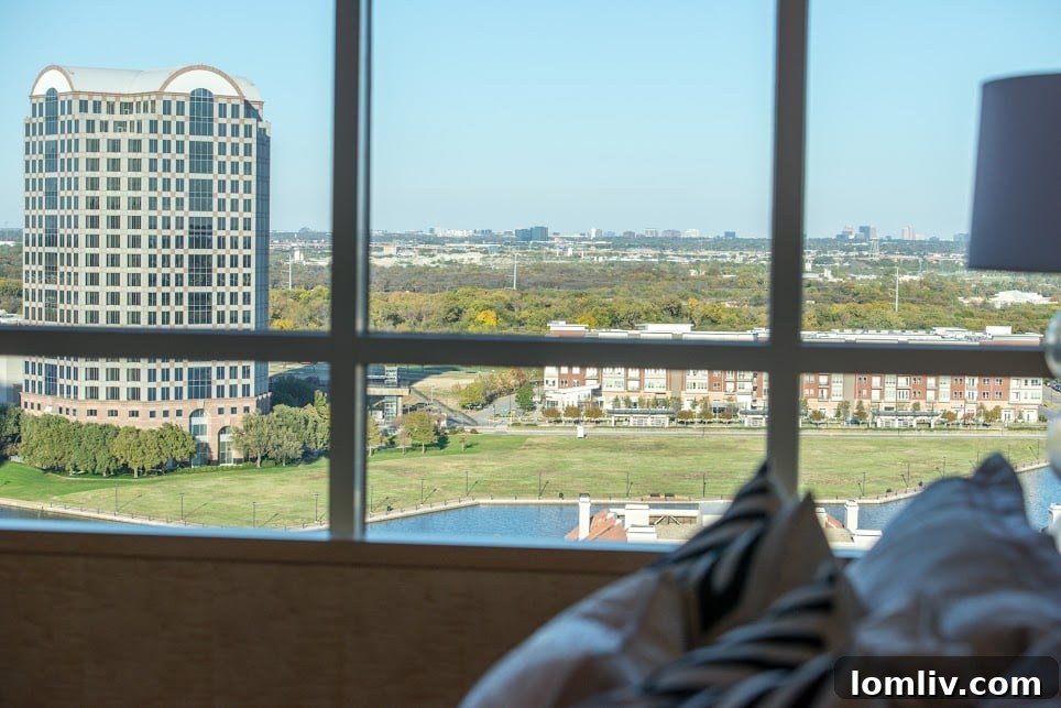 Grand Treviso Penthouse Master Bedroom with Dallas Skyline View