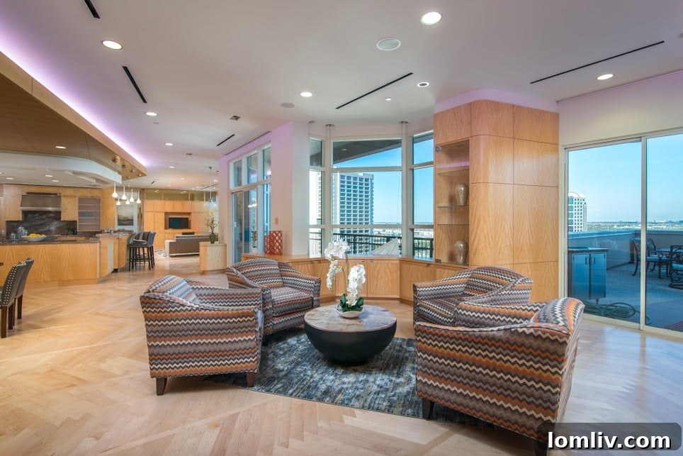Grand Treviso Penthouse Living Room with Distinct Seating Areas