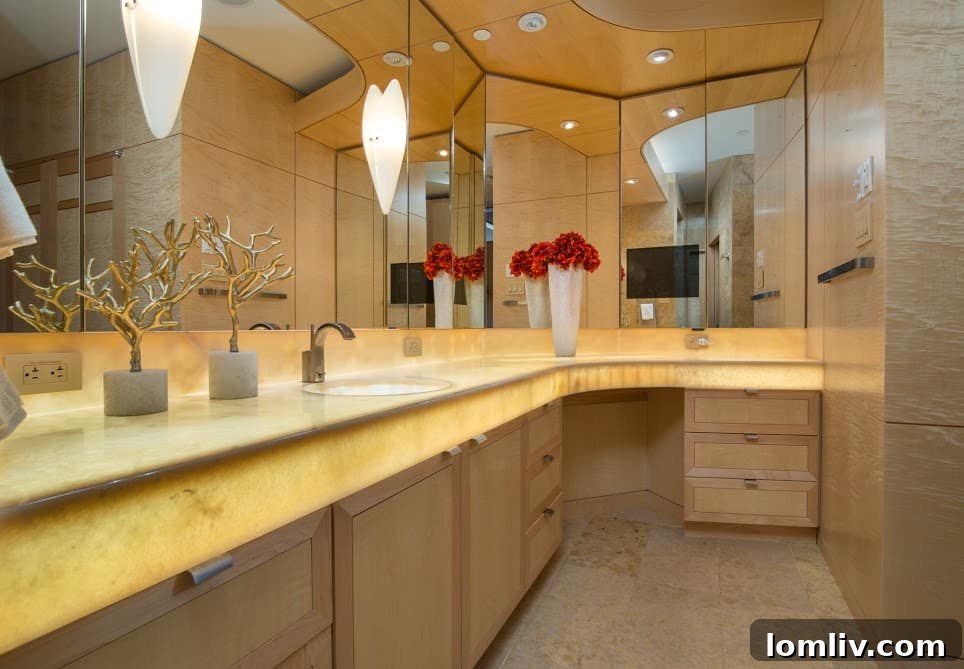 Grand Treviso Penthouse Luxury Master Bathroom with Alabaster Countertop