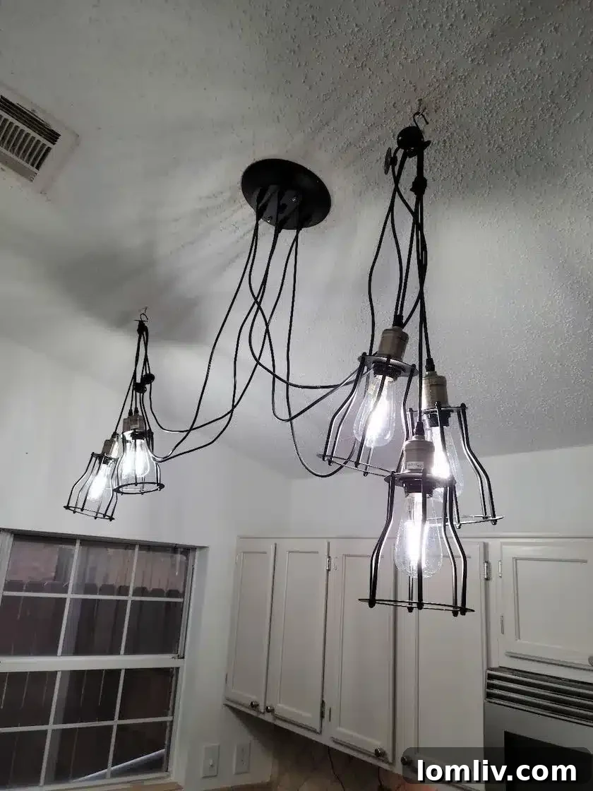 A humorous image showcasing an old, possibly broken, light fixture found during a home inspection.