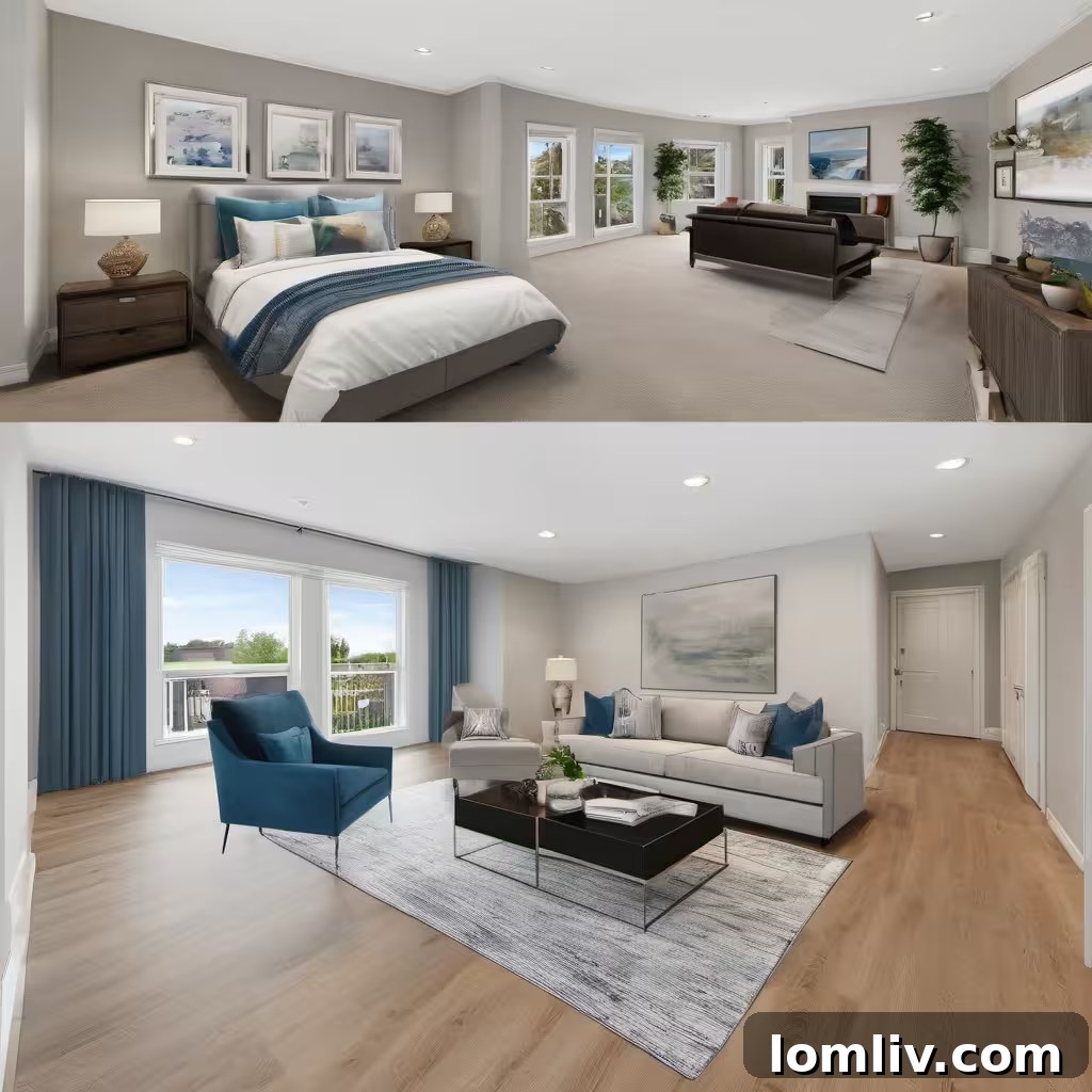 Virtually staged room showcasing modern furniture and decor