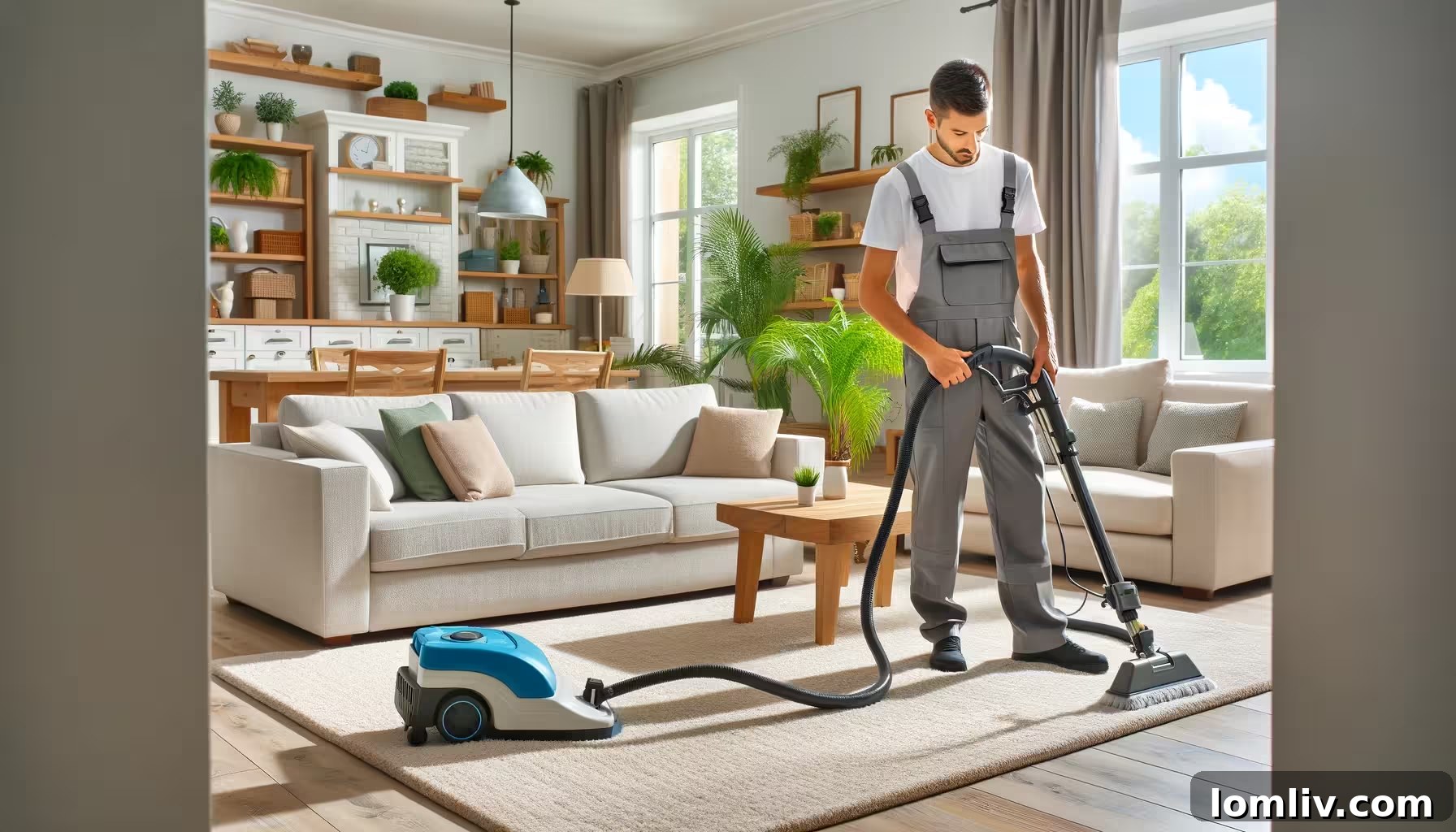Unlock a Fresher Home: Long Island's Expert Advice on Carpet Cleaning Frequency 3 A professional carpet cleaner at work, emphasizing quality service and modern equipment.