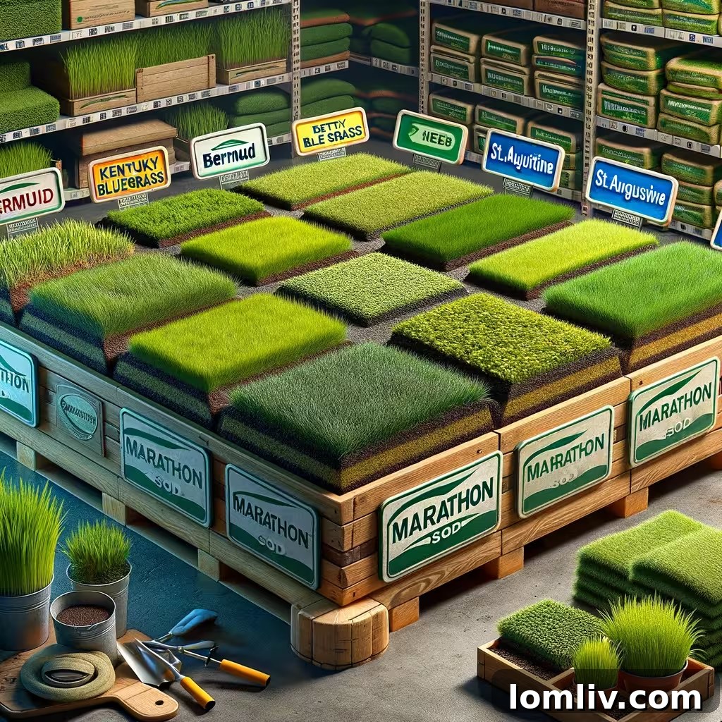 Various types of Marathon Sod displayed side by side