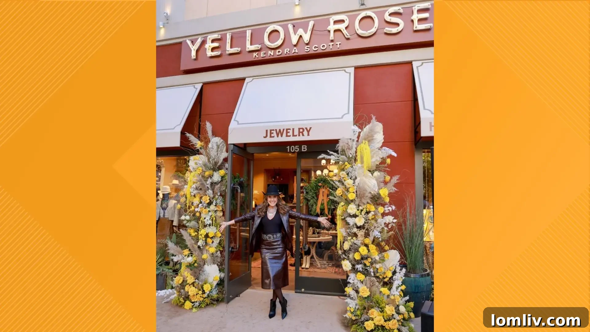 Kendra Scott's Yellow Rose Blooms in Dallas: Western Elegance Meets Giving 2 Interior view of Yellow Rose by Kendra Scott store in Dallas West Village, featuring Western-inspired decor and warm yellow walls.
