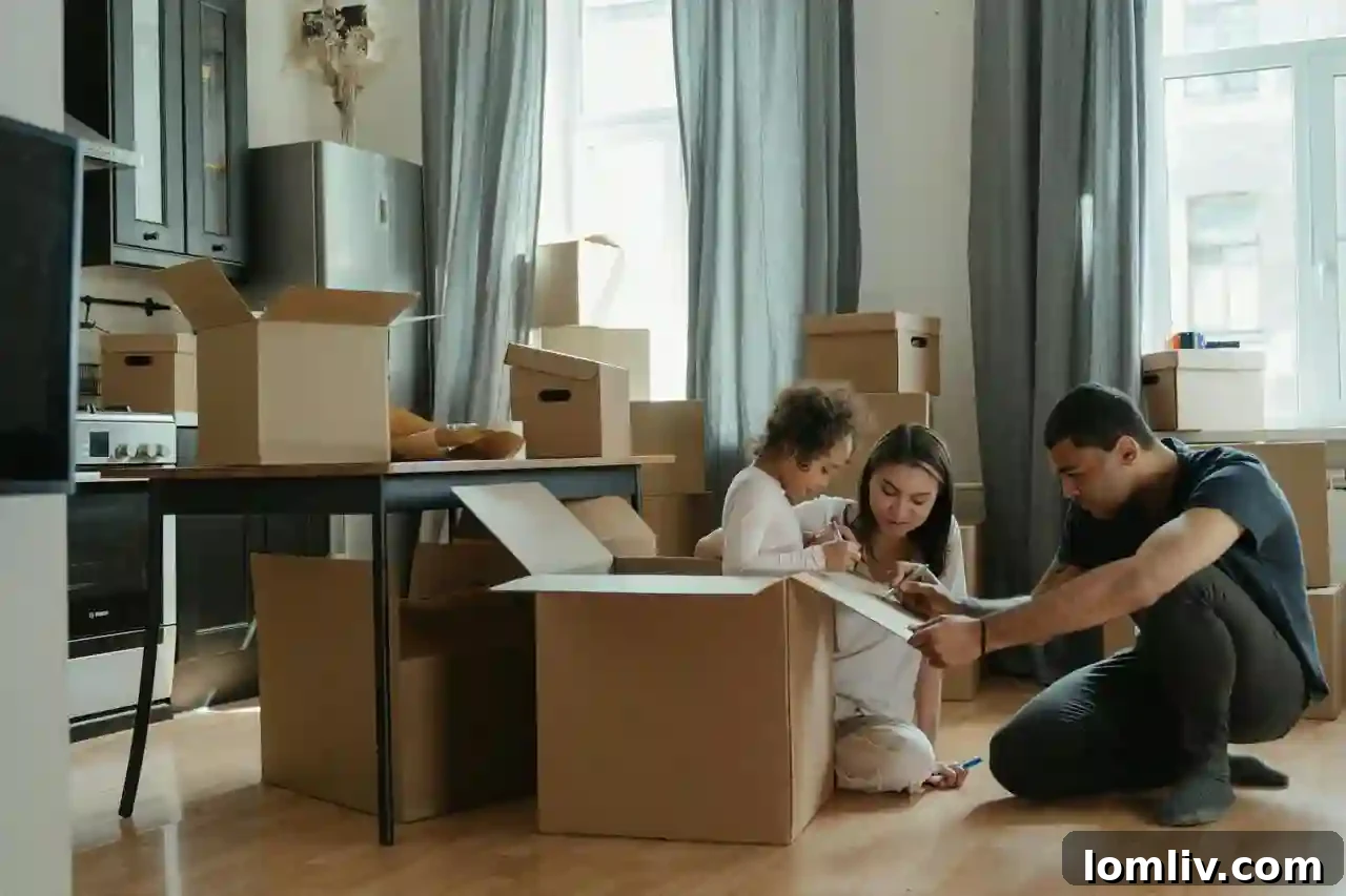 Organized moving boxes ready for relocation to Indianapolis
