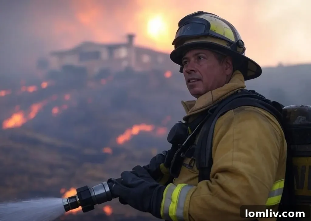 Los Angeles Wildfire A Warning For Dallas Home Protection 2 Wildfire engulfing a residential area near Los Angeles coast, with smoke rising into the sky.