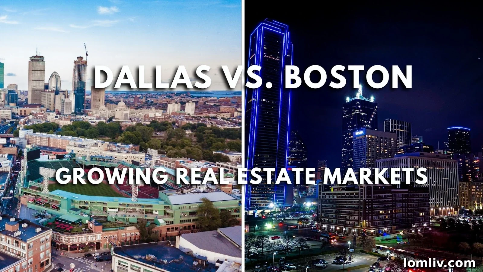 Boston and Dallas city skylines, representing real estate investment comparison