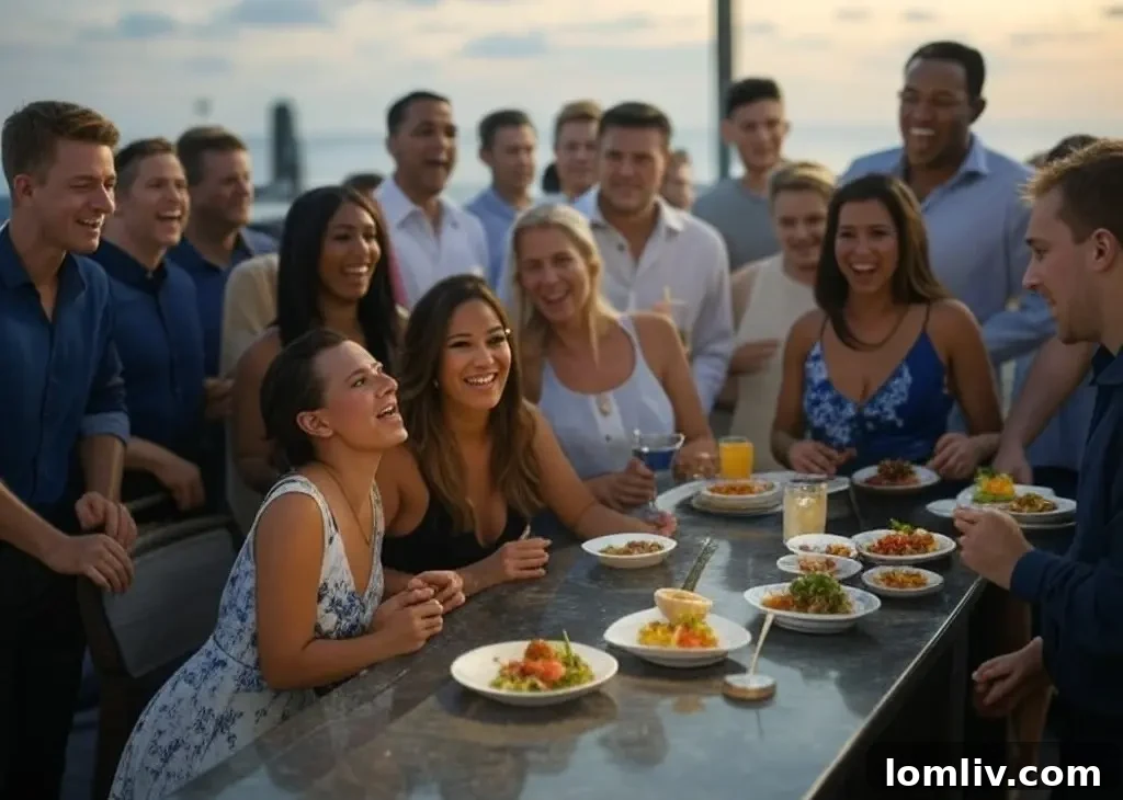 A couple toasting on a Fort Lauderdale rooftop at sunset, celebrating a special occasion with a stunning panoramic view in the background.