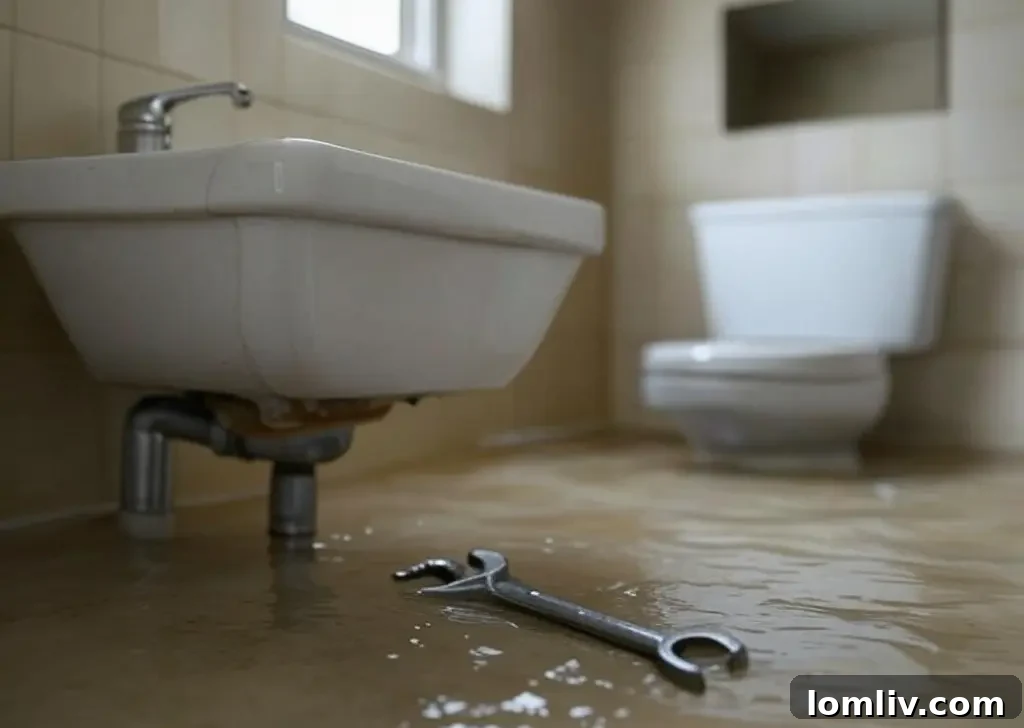 Water damage in a home from a burst pipe, emphasizing the importance of quick plumbing intervention
