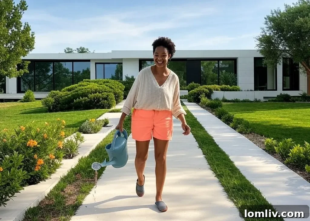 Sell for More: The Home Condition Playbook 8 A clean, well-maintained driveway leading to a home, with a neatly edged pathway enhanced by solar lights.