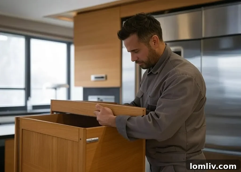 Sell for More: The Home Condition Playbook 10 A hand tightening a loose cabinet handle, symbolizing the importance of small repairs in home maintenance for selling.