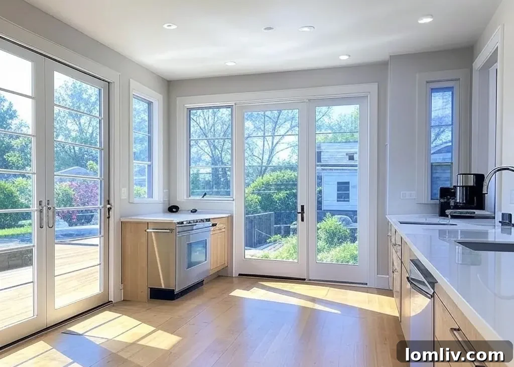 Modern, energy-efficient windows allowing natural light into a home, emphasizing cost savings and environmental benefits.