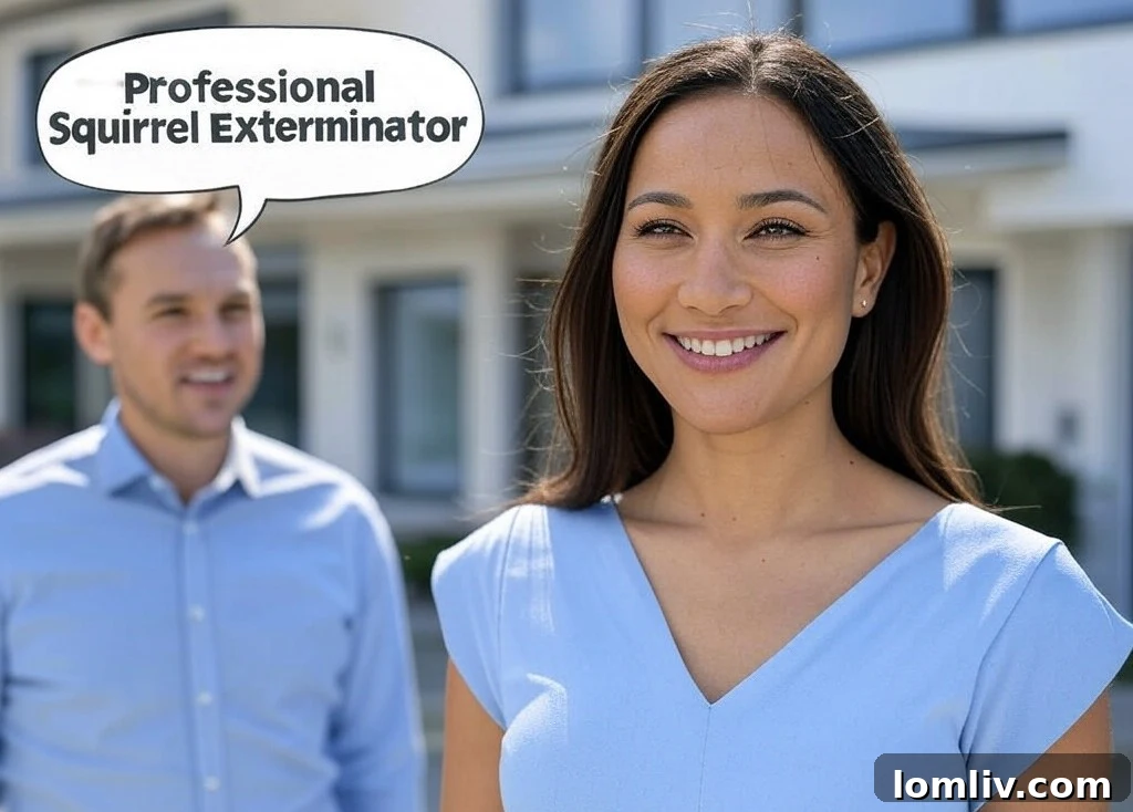 Expert Squirrel Extermination: The Smart Choice for Homeowners 8 Professional wildlife removal expert discussing a plan with a homeowner