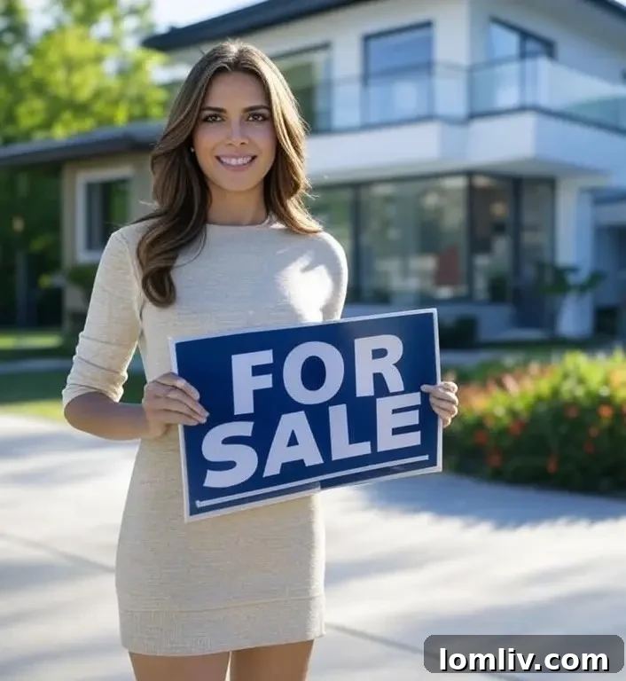A family looking at a house for sale, highlighting the dream of homeownership and the process of buying or selling.