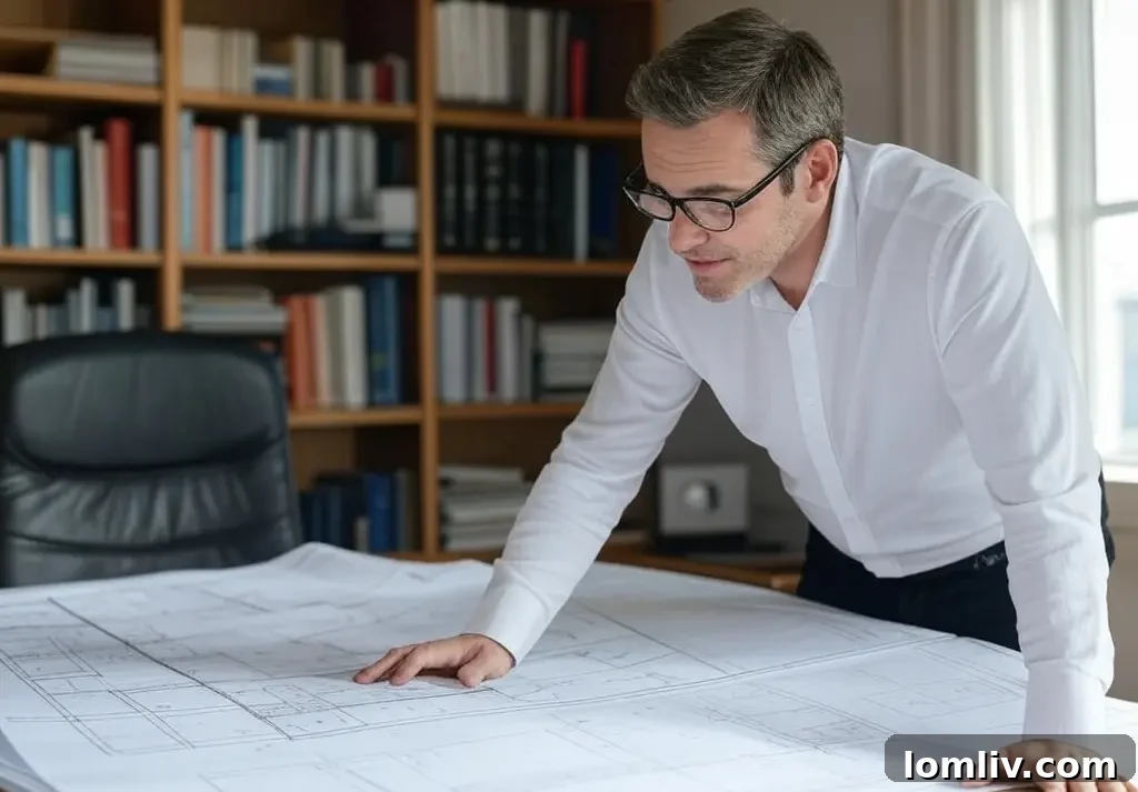 Architect presenting a home design plan to a couple