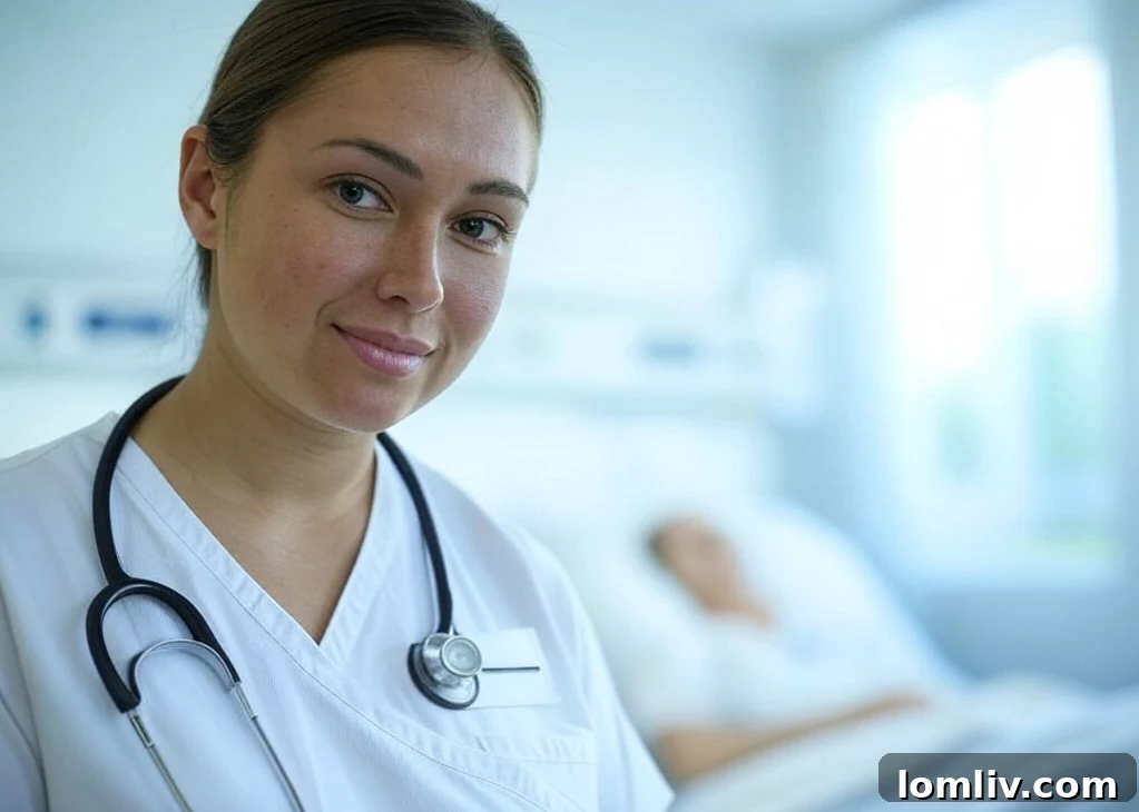 Smiling traveling nurse with medical bag, ready for a new assignment, highlighting the professional and mobile nature of this tenant demographic.