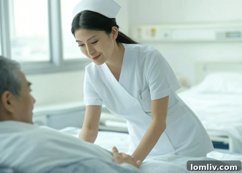 A landlord handing keys to a smiling traveling nurse, symbolizing a successful and trustworthy tenant-landlord relationship.