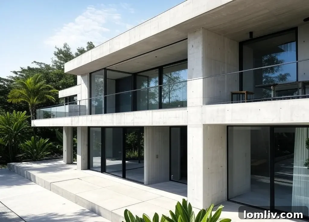 A reflective concrete driveway in a suburban setting, showcasing cool paving technology.